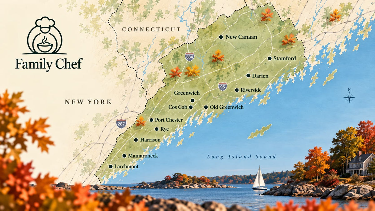 Family Chef Autumn Pilot delivery area across lower Westchester and Fairfield County.